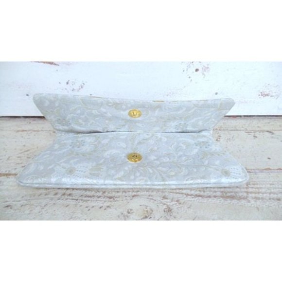 Vintage silver tan floral brocade tapestry evening clutch bag - Picture 5 of 5